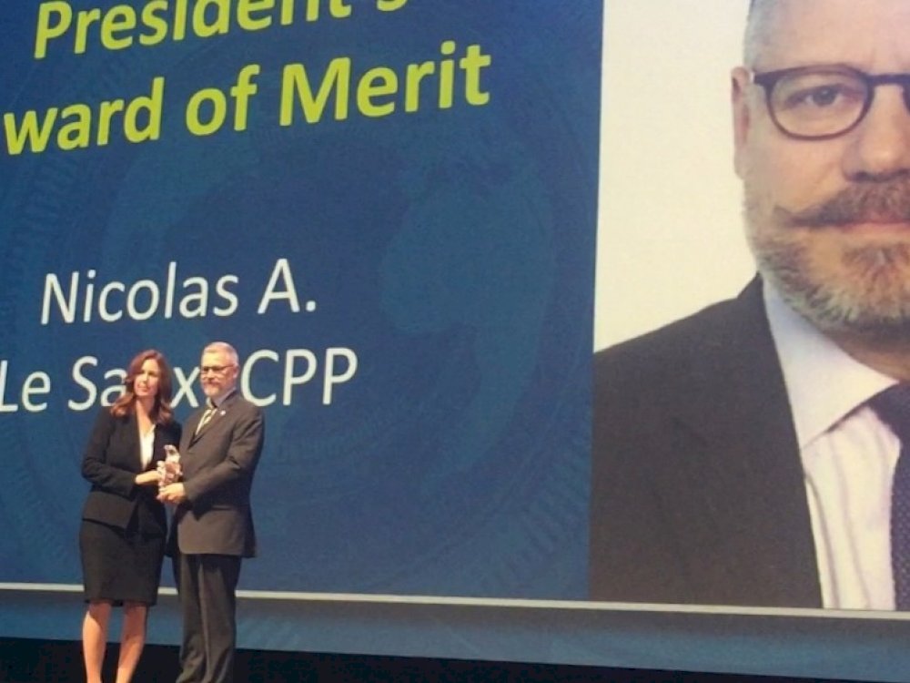 Nicolas Le Saux, Président d'ATAO/UNIPROTECT, récompensé par l'ASIS au niveau mondial.